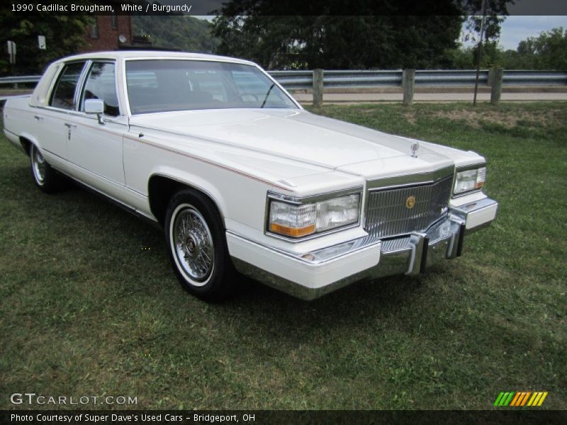 White / Burgundy 1990 Cadillac Brougham