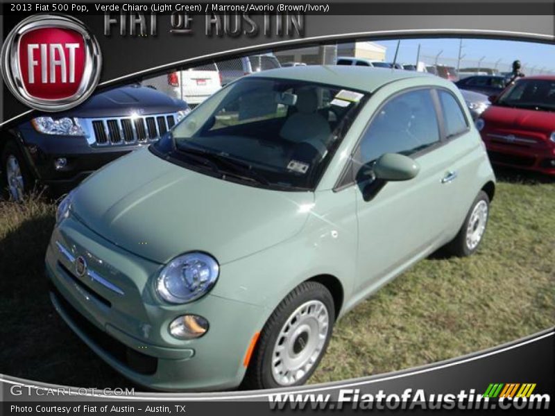 Verde Chiaro (Light Green) / Marrone/Avorio (Brown/Ivory) 2013 Fiat 500 Pop