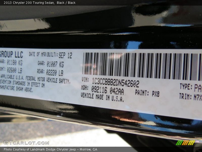 Black / Black 2013 Chrysler 200 Touring Sedan
