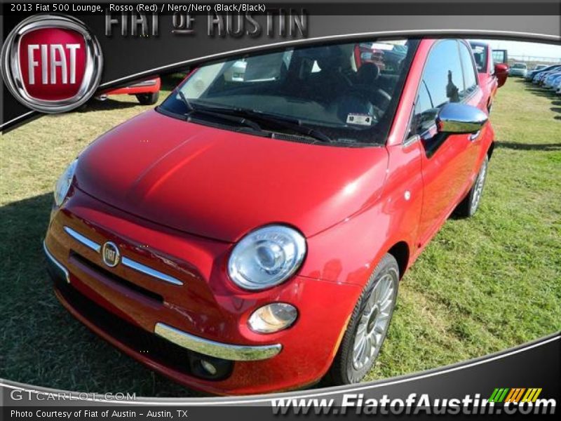 Rosso (Red) / Nero/Nero (Black/Black) 2013 Fiat 500 Lounge