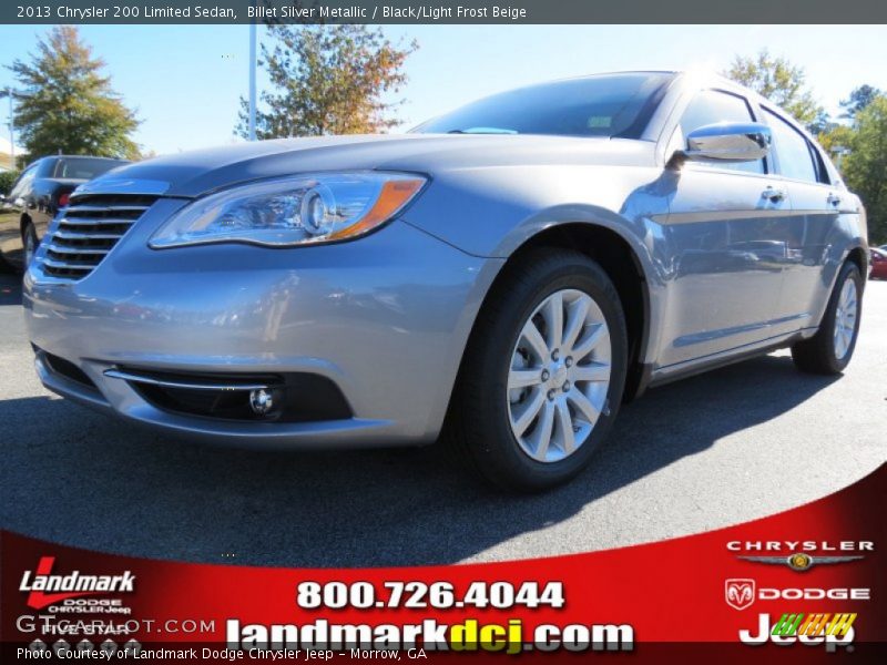 Billet Silver Metallic / Black/Light Frost Beige 2013 Chrysler 200 Limited Sedan