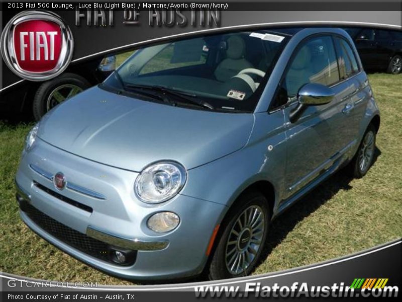 Luce Blu (Light Blue) / Marrone/Avorio (Brown/Ivory) 2013 Fiat 500 Lounge