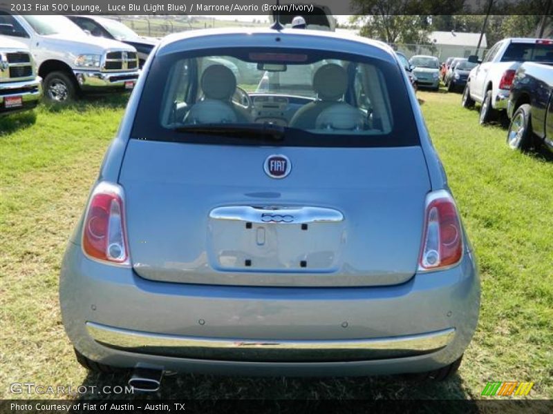 Luce Blu (Light Blue) / Marrone/Avorio (Brown/Ivory) 2013 Fiat 500 Lounge