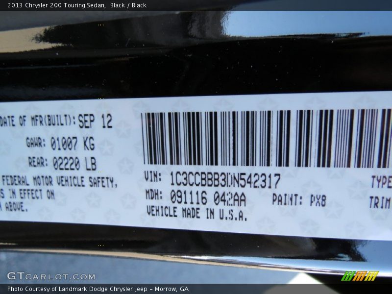 Black / Black 2013 Chrysler 200 Touring Sedan