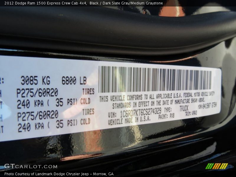 Black / Dark Slate Gray/Medium Graystone 2012 Dodge Ram 1500 Express Crew Cab 4x4