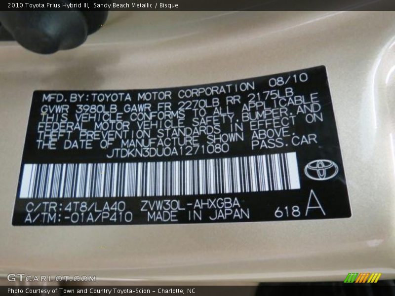 Sandy Beach Metallic / Bisque 2010 Toyota Prius Hybrid III