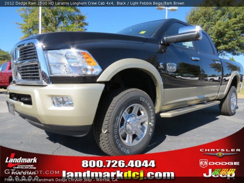 Black / Light Pebble Beige/Bark Brown 2012 Dodge Ram 2500 HD Laramie Longhorn Crew Cab 4x4