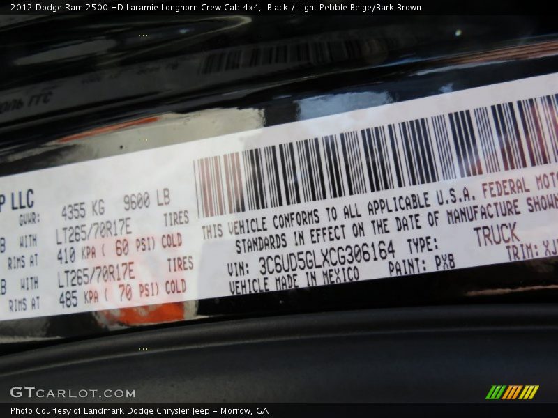 Black / Light Pebble Beige/Bark Brown 2012 Dodge Ram 2500 HD Laramie Longhorn Crew Cab 4x4