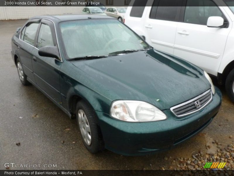 Clover Green Pearl / Beige 2000 Honda Civic LX Sedan
