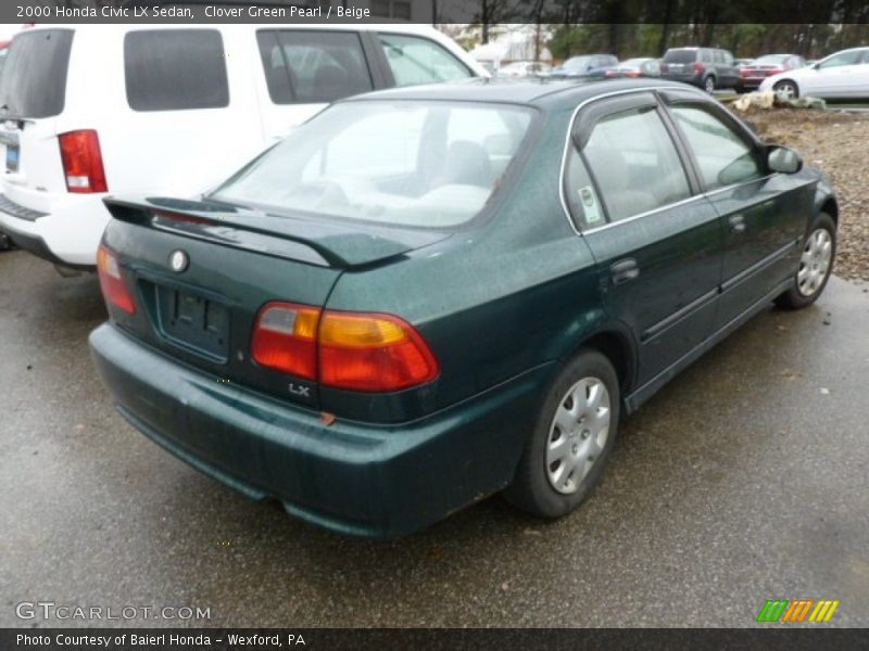 Clover Green Pearl / Beige 2000 Honda Civic LX Sedan