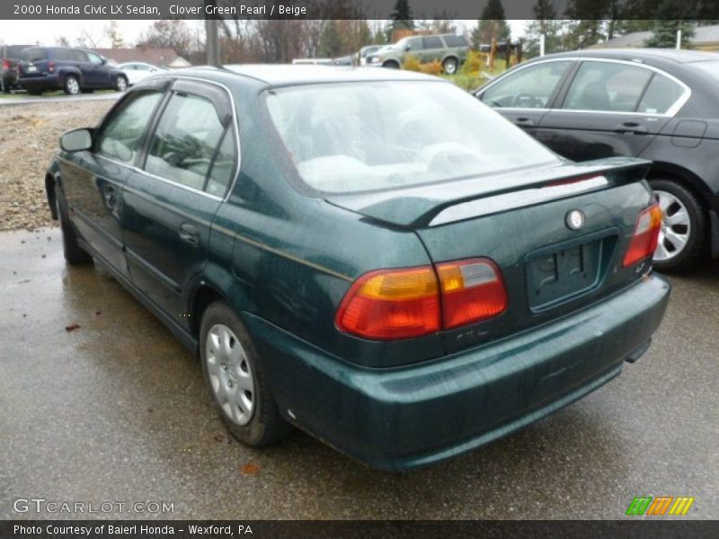 Clover Green Pearl / Beige 2000 Honda Civic LX Sedan