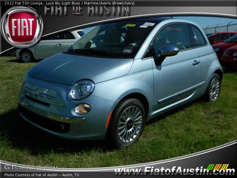 Luce Blu (Light Blue) / Marrone/Avorio (Brown/Ivory) 2013 Fiat 500 Lounge