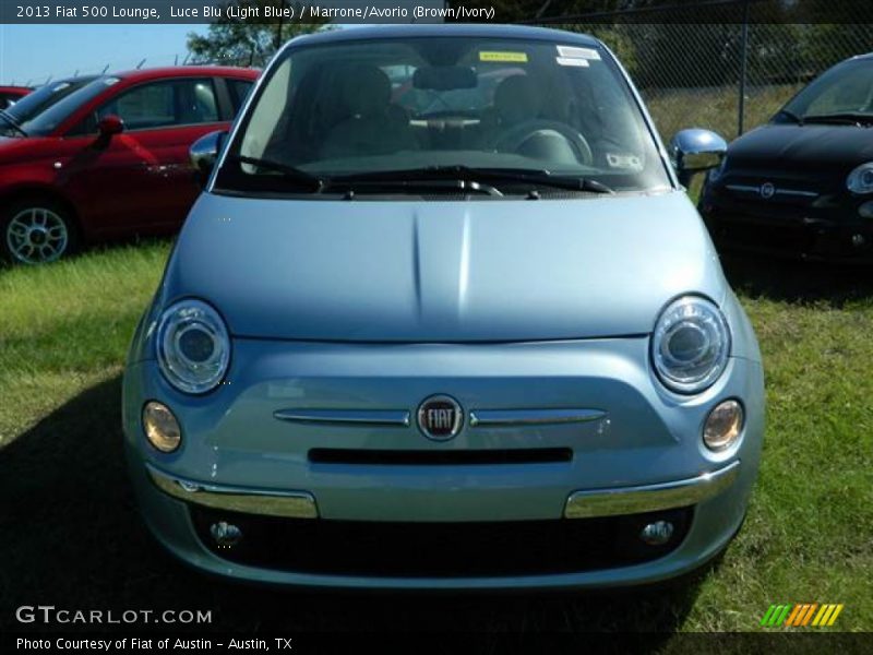 Luce Blu (Light Blue) / Marrone/Avorio (Brown/Ivory) 2013 Fiat 500 Lounge