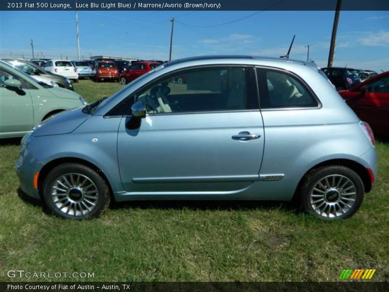 Luce Blu (Light Blue) / Marrone/Avorio (Brown/Ivory) 2013 Fiat 500 Lounge