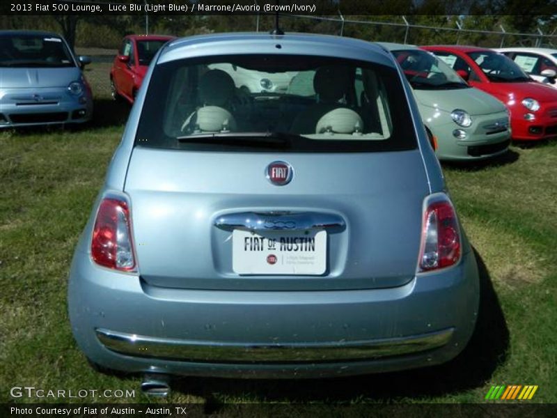 Luce Blu (Light Blue) / Marrone/Avorio (Brown/Ivory) 2013 Fiat 500 Lounge