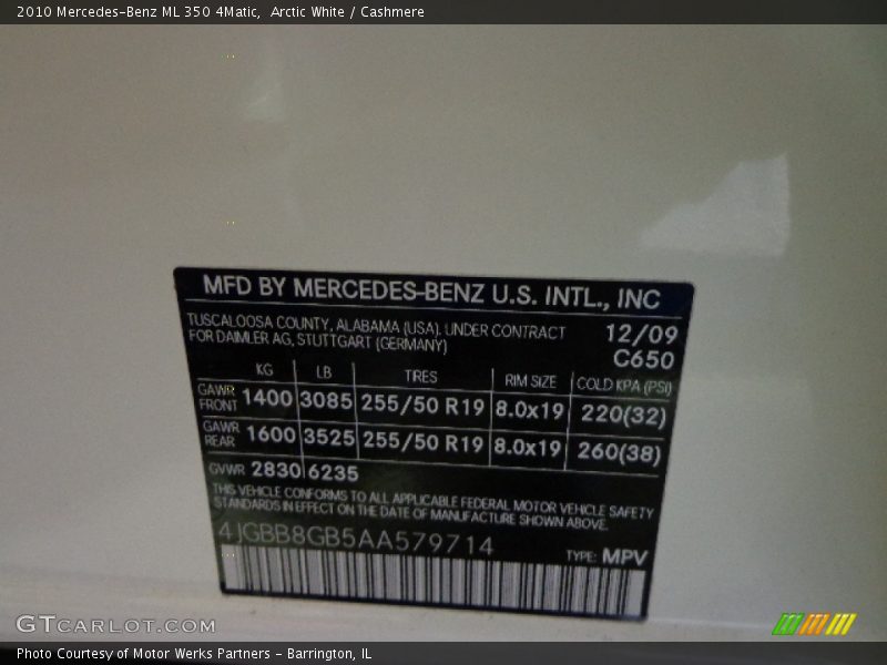 Arctic White / Cashmere 2010 Mercedes-Benz ML 350 4Matic