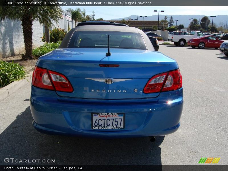 Marathon Blue Pearl / Dark Khaki/Light Graystone 2008 Chrysler Sebring LX Convertible