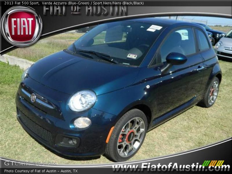 Verde Azzurro (Blue-Green) / Sport Nero/Nero (Black/Black) 2013 Fiat 500 Sport