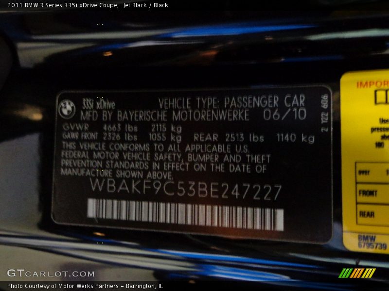 Jet Black / Black 2011 BMW 3 Series 335i xDrive Coupe