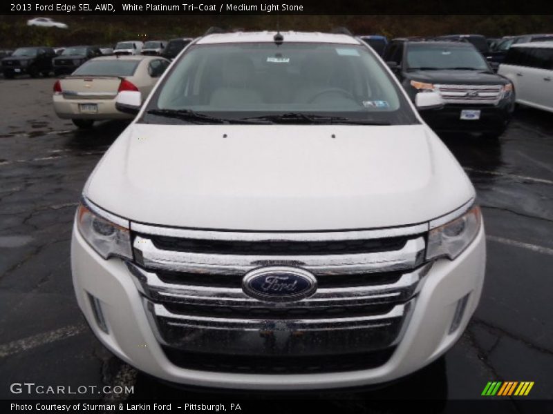 White Platinum Tri-Coat / Medium Light Stone 2013 Ford Edge SEL AWD