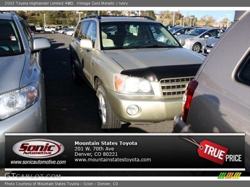 Vintage Gold Metallic / Ivory 2002 Toyota Highlander Limited 4WD