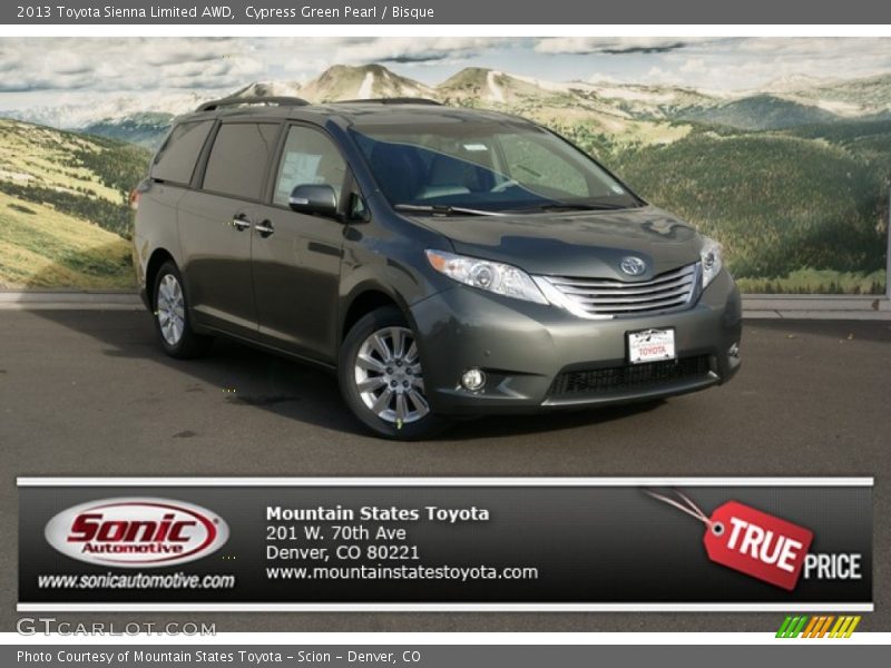 Cypress Green Pearl / Bisque 2013 Toyota Sienna Limited AWD