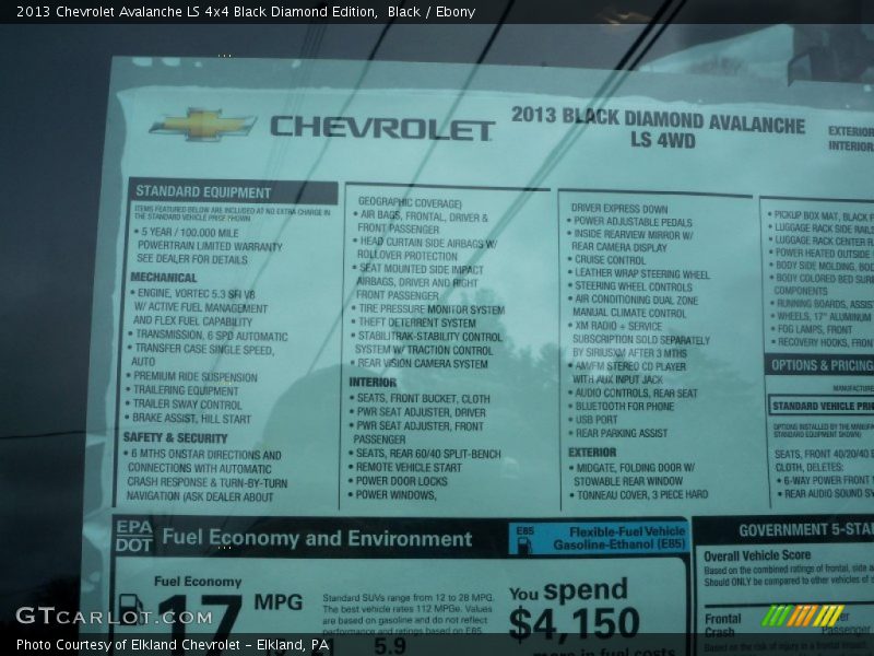 Black / Ebony 2013 Chevrolet Avalanche LS 4x4 Black Diamond Edition