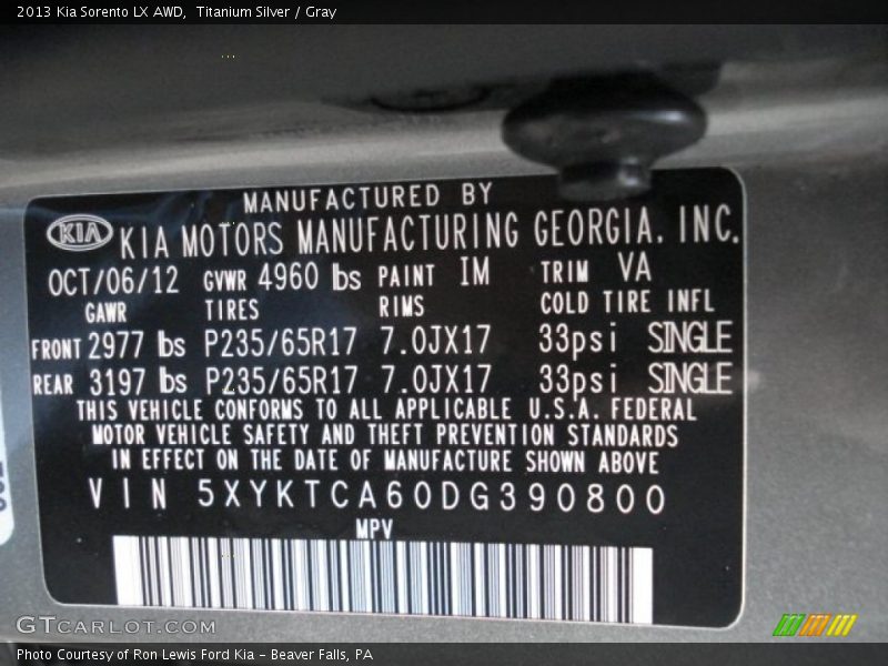 Titanium Silver / Gray 2013 Kia Sorento LX AWD