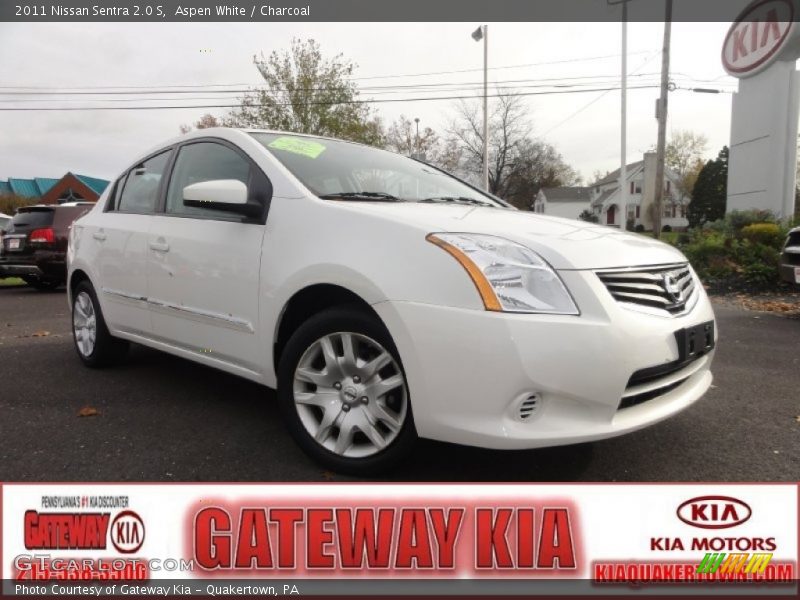 Aspen White / Charcoal 2011 Nissan Sentra 2.0 S