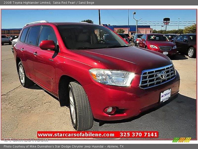 Salsa Red Pearl / Sand Beige 2008 Toyota Highlander Limited