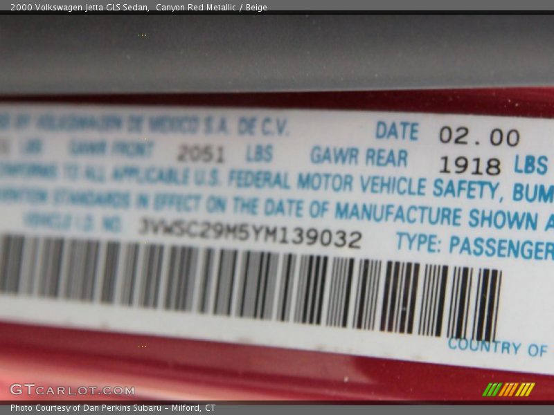 Canyon Red Metallic / Beige 2000 Volkswagen Jetta GLS Sedan