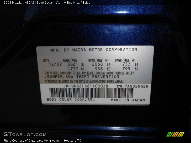Stormy Blue Mica / Beige 2008 Mazda MAZDA3 i Sport Sedan