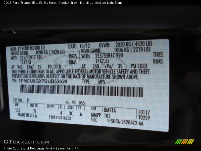 Kodiak Brown Metallic / Medium Light Stone 2013 Ford Escape SE 1.6L EcoBoost