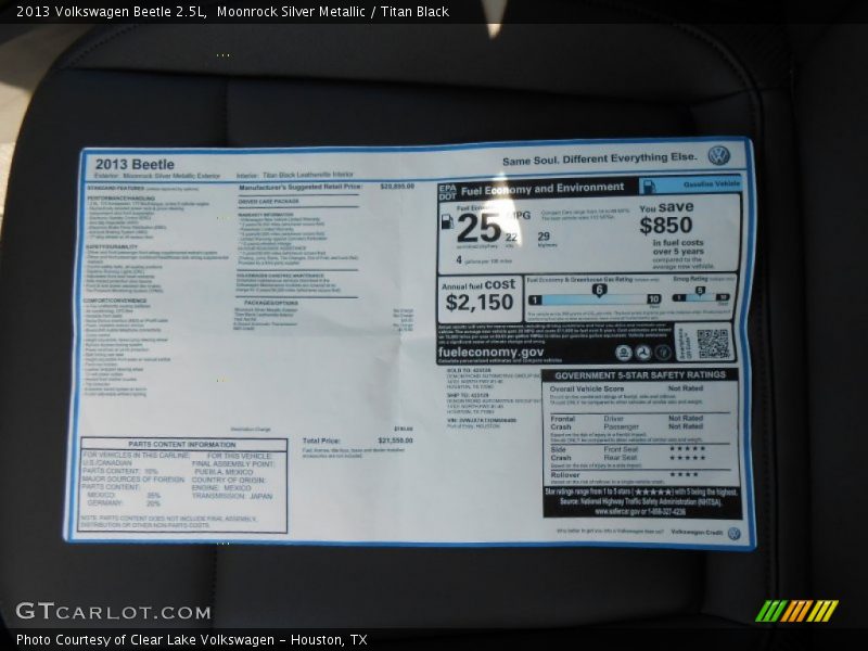 Moonrock Silver Metallic / Titan Black 2013 Volkswagen Beetle 2.5L