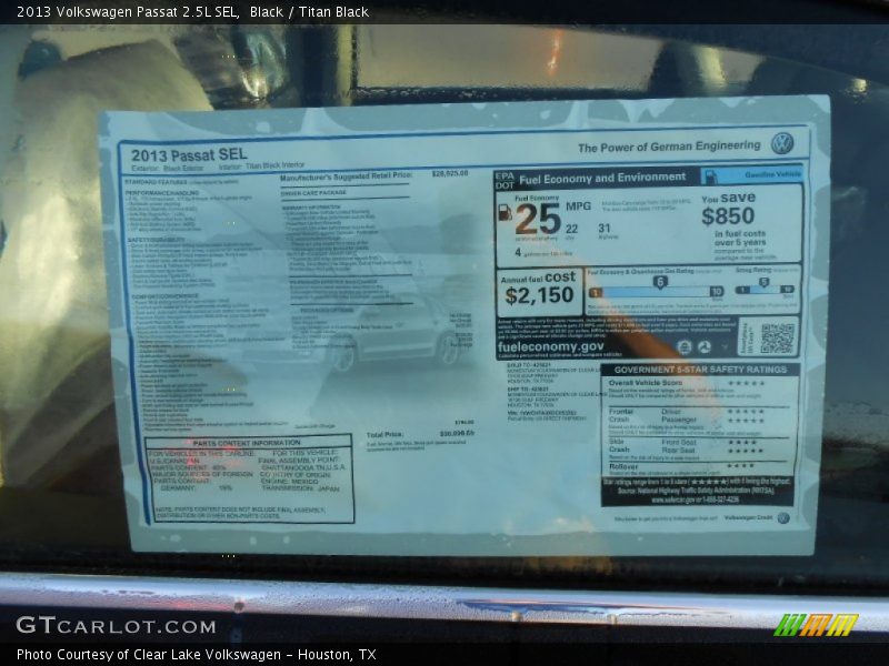 Black / Titan Black 2013 Volkswagen Passat 2.5L SEL