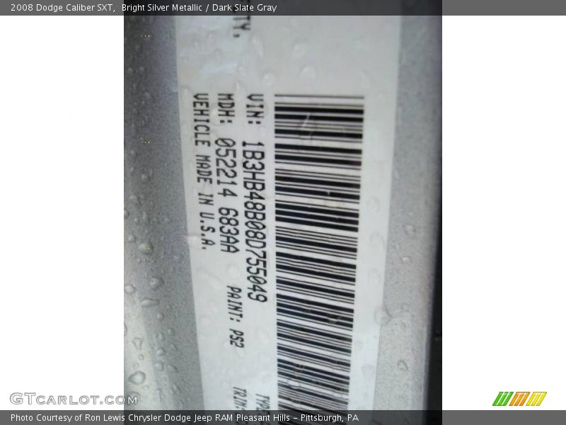Bright Silver Metallic / Dark Slate Gray 2008 Dodge Caliber SXT
