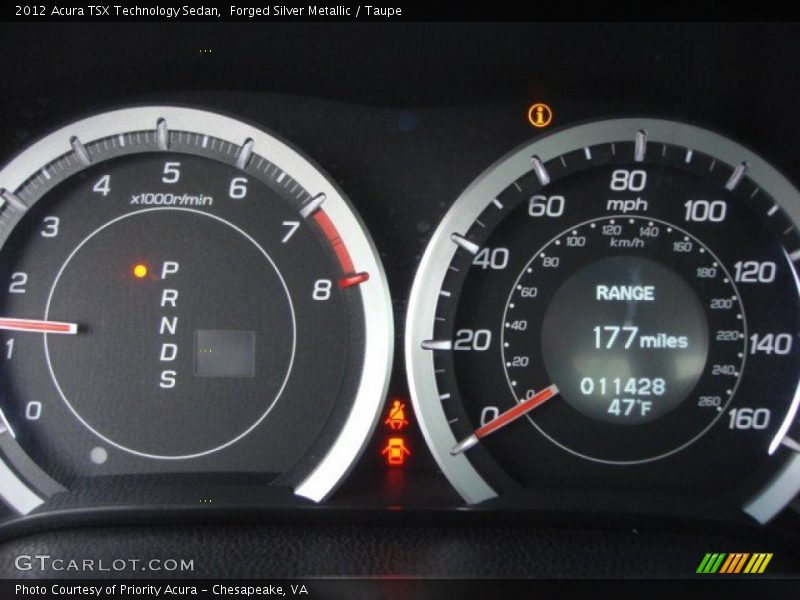 Forged Silver Metallic / Taupe 2012 Acura TSX Technology Sedan