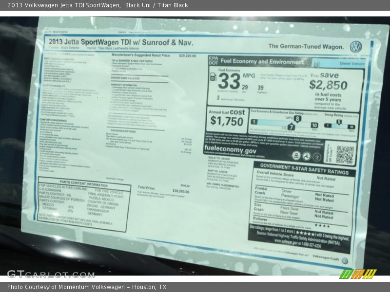Black Uni / Titan Black 2013 Volkswagen Jetta TDI SportWagen