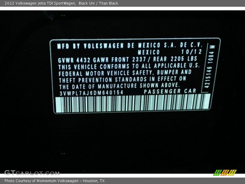 Black Uni / Titan Black 2013 Volkswagen Jetta TDI SportWagen