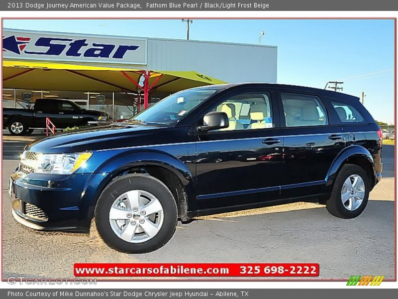 Fathom Blue Pearl / Black/Light Frost Beige 2013 Dodge Journey American Value Package