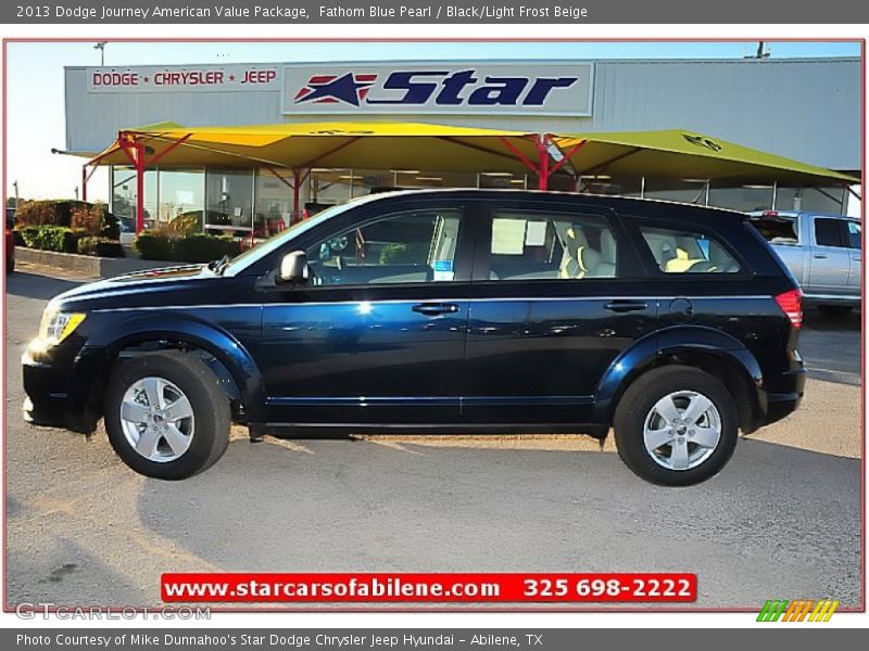 Fathom Blue Pearl / Black/Light Frost Beige 2013 Dodge Journey American Value Package