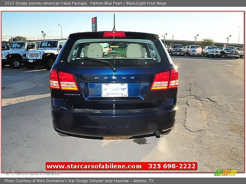 Fathom Blue Pearl / Black/Light Frost Beige 2013 Dodge Journey American Value Package