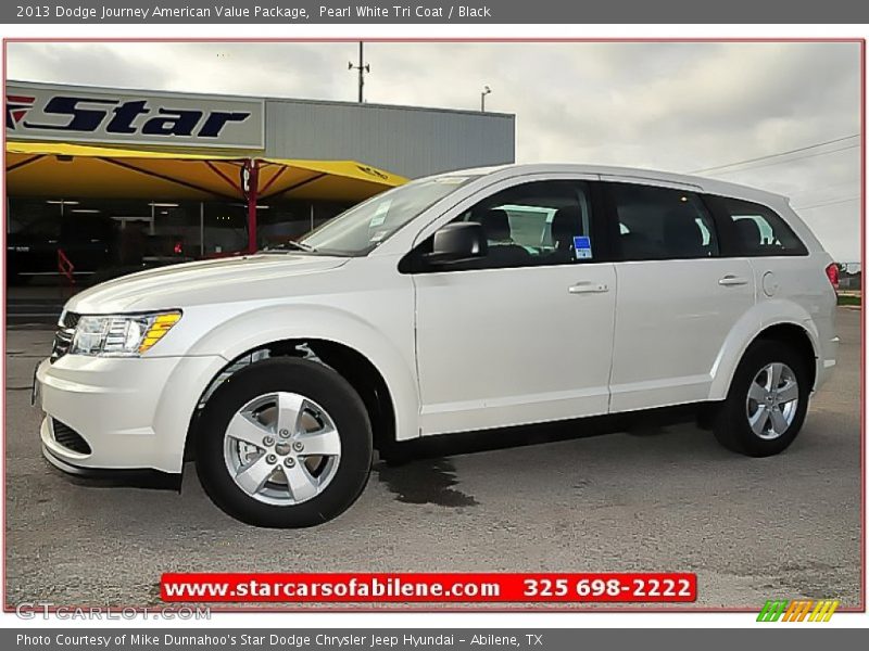 Pearl White Tri Coat / Black 2013 Dodge Journey American Value Package