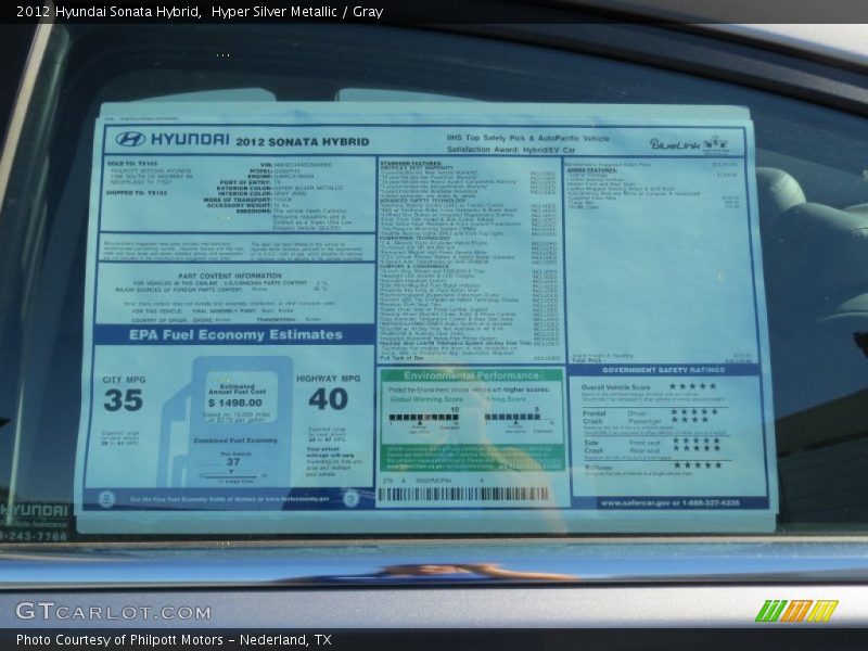 Hyper Silver Metallic / Gray 2012 Hyundai Sonata Hybrid
