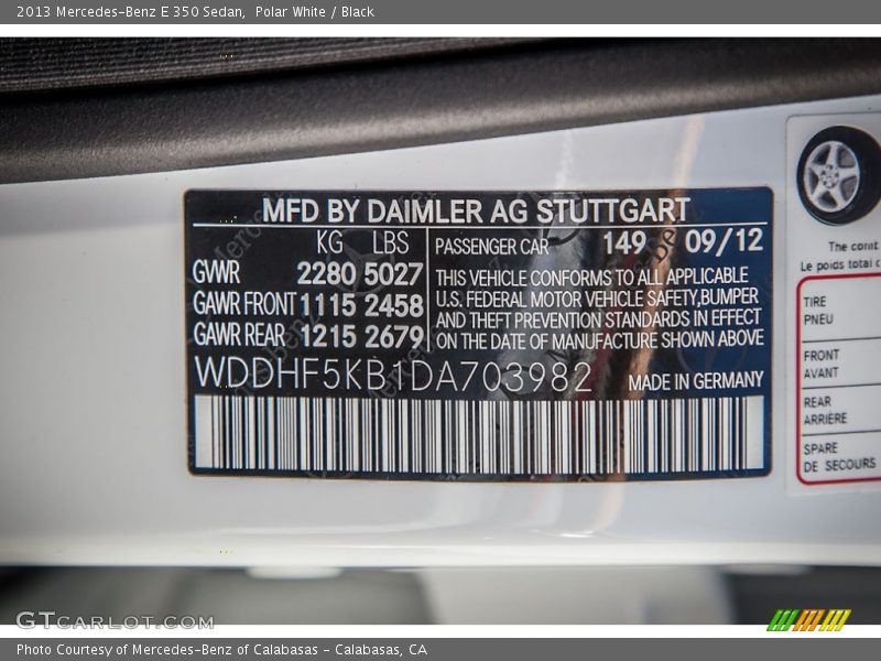 2013 E 350 Sedan Polar White Color Code 149