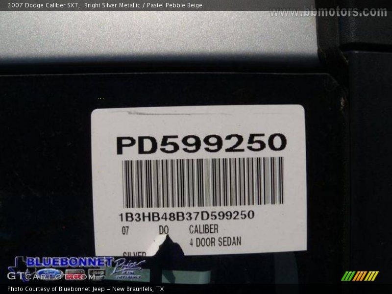 Bright Silver Metallic / Pastel Pebble Beige 2007 Dodge Caliber SXT