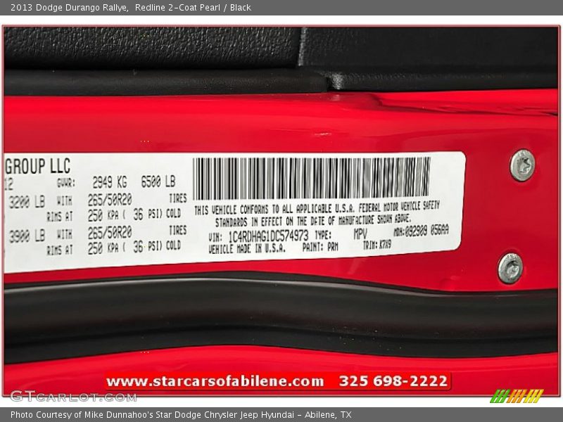Redline 2-Coat Pearl / Black 2013 Dodge Durango Rallye