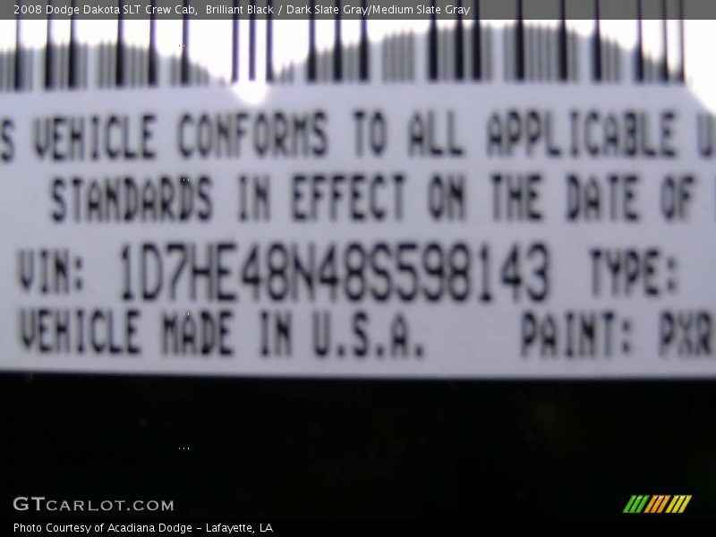 Brilliant Black / Dark Slate Gray/Medium Slate Gray 2008 Dodge Dakota SLT Crew Cab