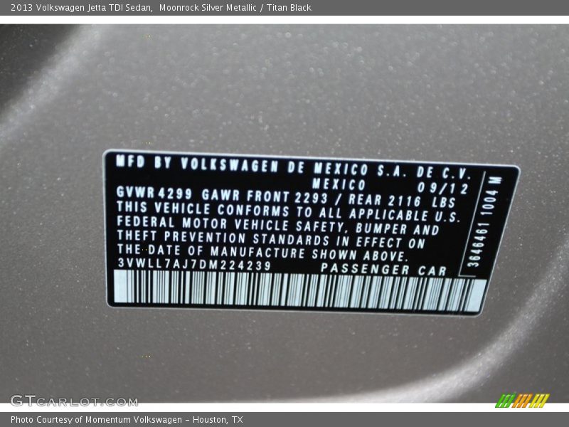 Moonrock Silver Metallic / Titan Black 2013 Volkswagen Jetta TDI Sedan