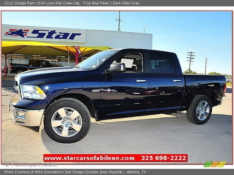 True Blue Pearl / Dark Slate Gray 2012 Dodge Ram 1500 Lone Star Crew Cab